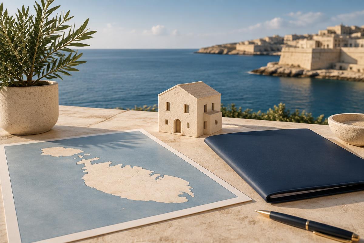 Sunlit Maltese coastal architecture