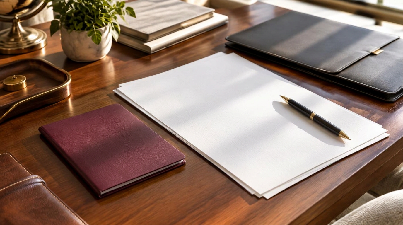 Unbranded travel planning documents on a desk