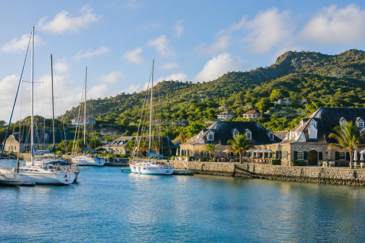 Calm Antigua marina without visible branding