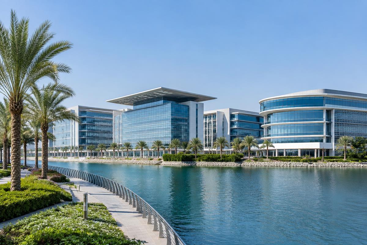 Unbranded modern free-zone office district