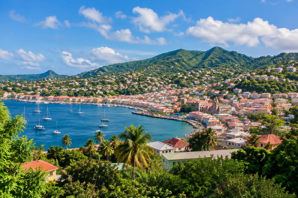 Quiet Grenadian bay and hillside